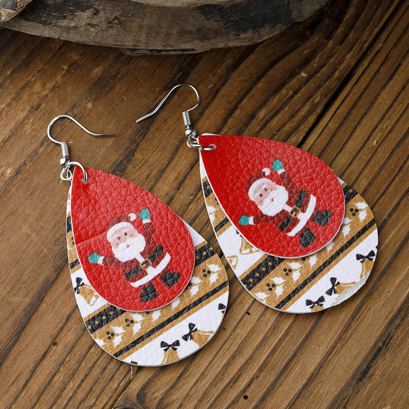 Wholesale Christmas Leather Earrings