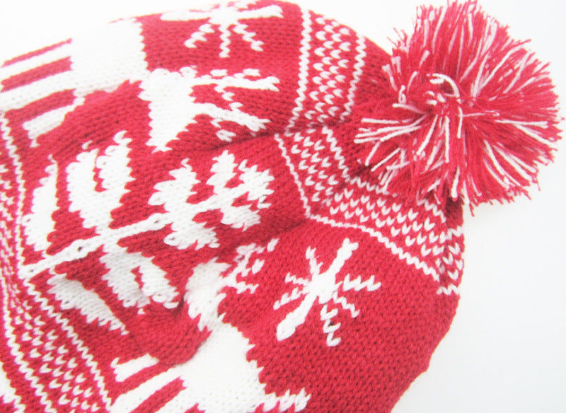 Wholesale Christmas Snowflake Elk Wool Scarf Hat Set of Two