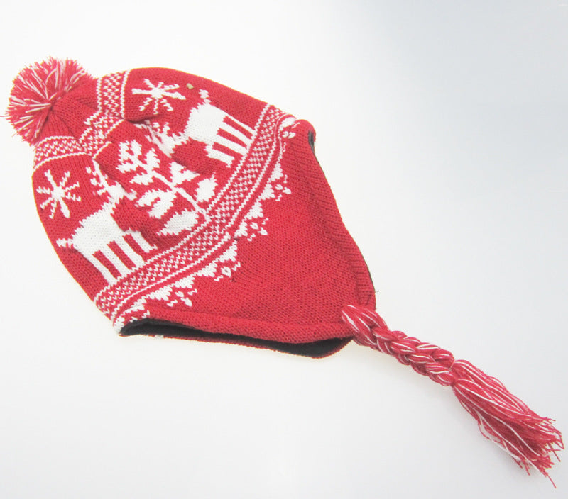 Wholesale Christmas Snowflake Elk Wool Scarf Hat Set of Two