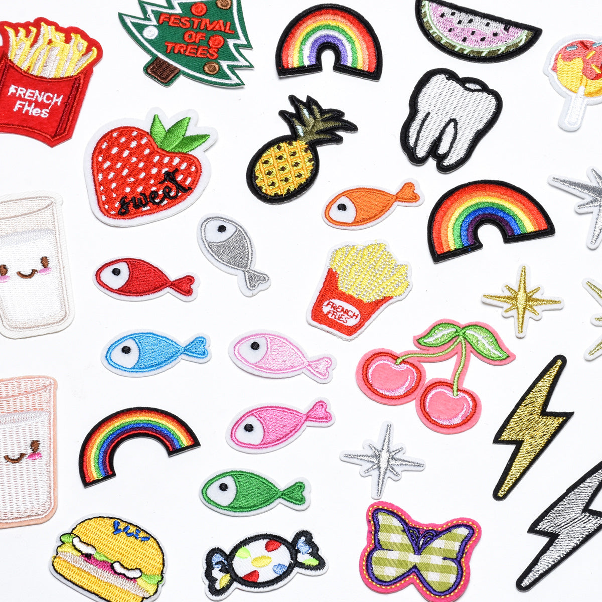 Wholesale Cute Small Fish Lightning Cloth Applique Patches For Kids Clothing Party DIY Sew On Craft Accessory