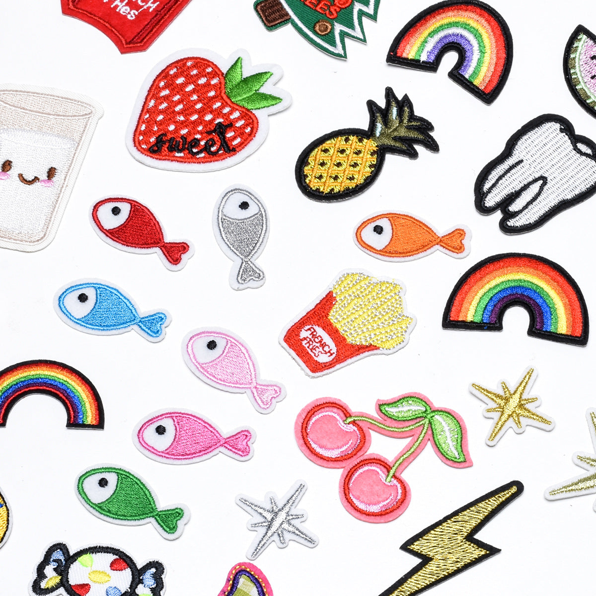 Wholesale Cute Small Fish Lightning Cloth Applique Patches For Kids Clothing Party DIY Sew On Craft Accessory