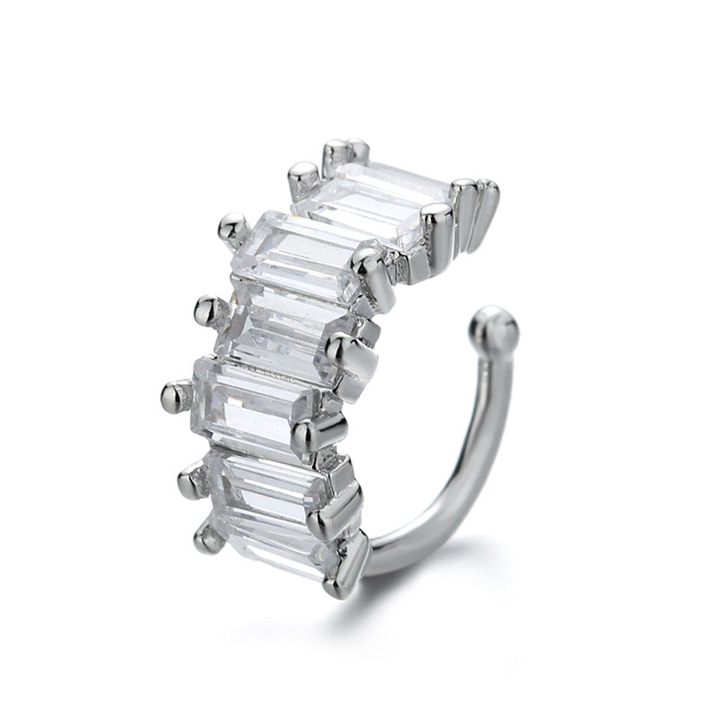 Wholesale Double Layer Zircon Geometric Silver Plating Earrings