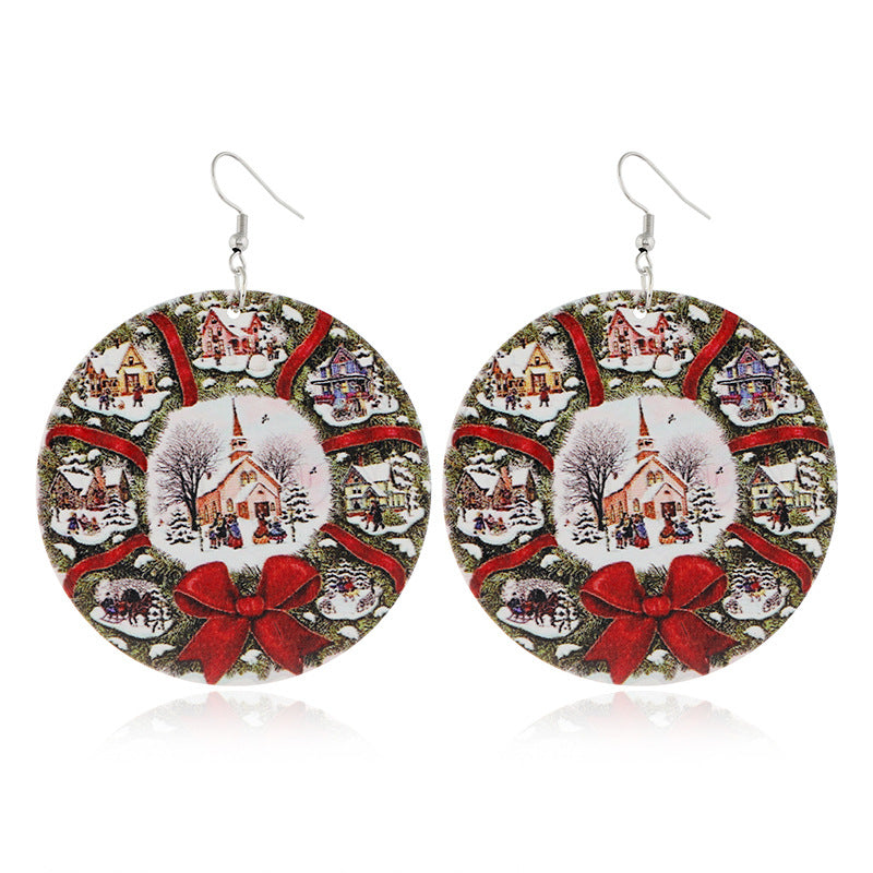 Wholesale Creative Cartoon Snowman Socks Wood Earrings