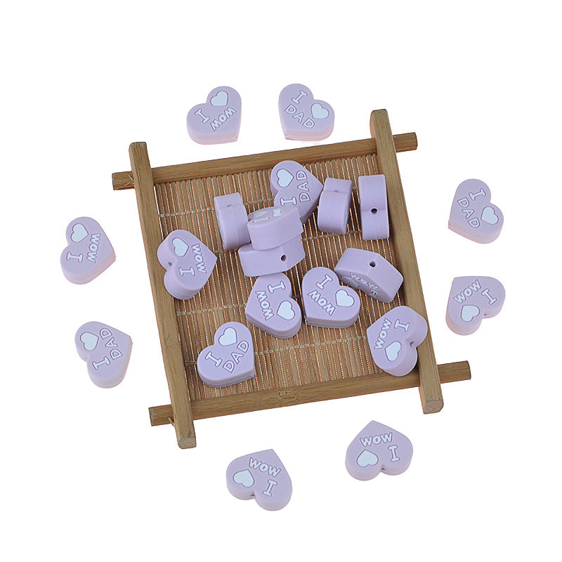 Al por mayor 20pcs bebé dentición amor corazón silicona cuentas de silicona