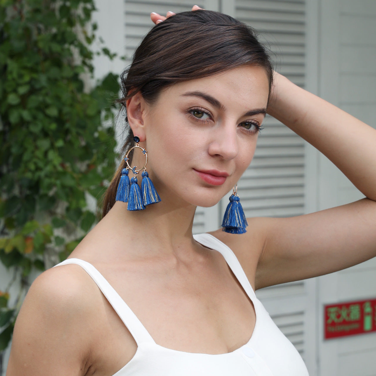 Wholesale Ethnic Tassels Bohemian Style Large Circle Handmade Earrings