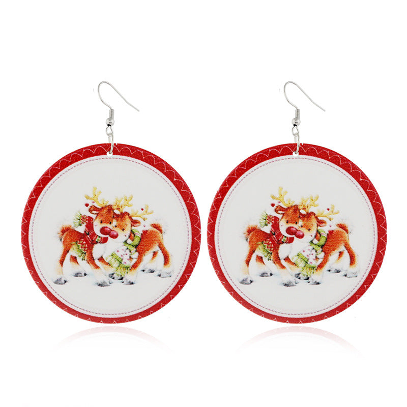 Wholesale Christmas Fashion Log Print Bell Earrings