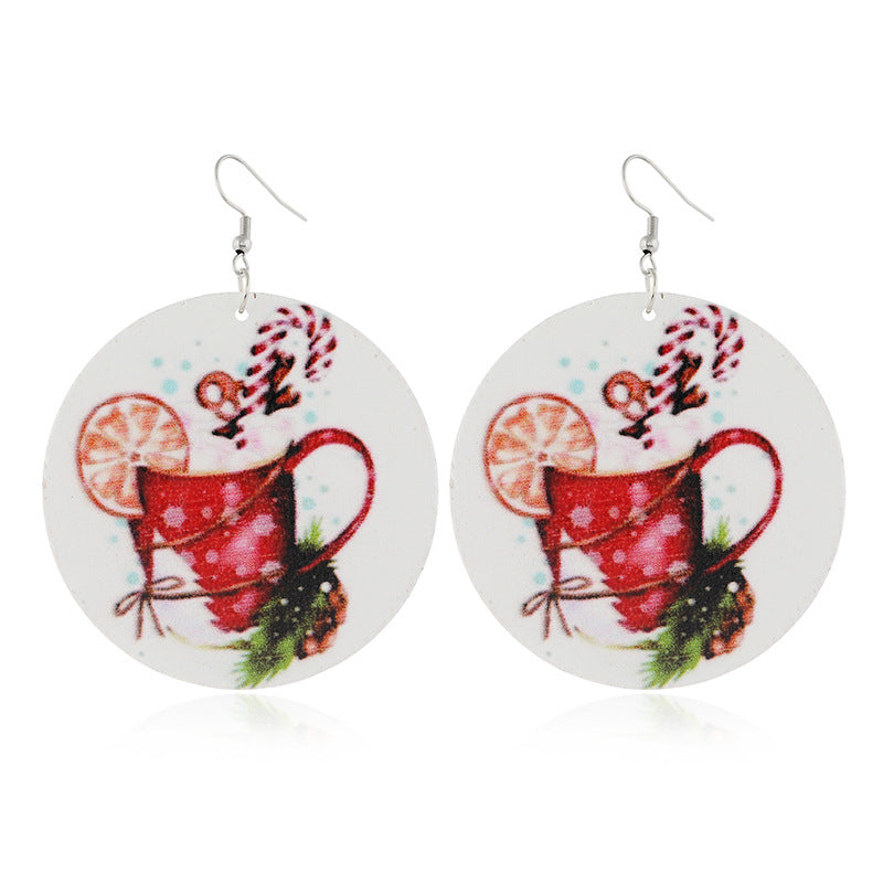 Wholesale Christmas Fashion Log Print Bell Earrings