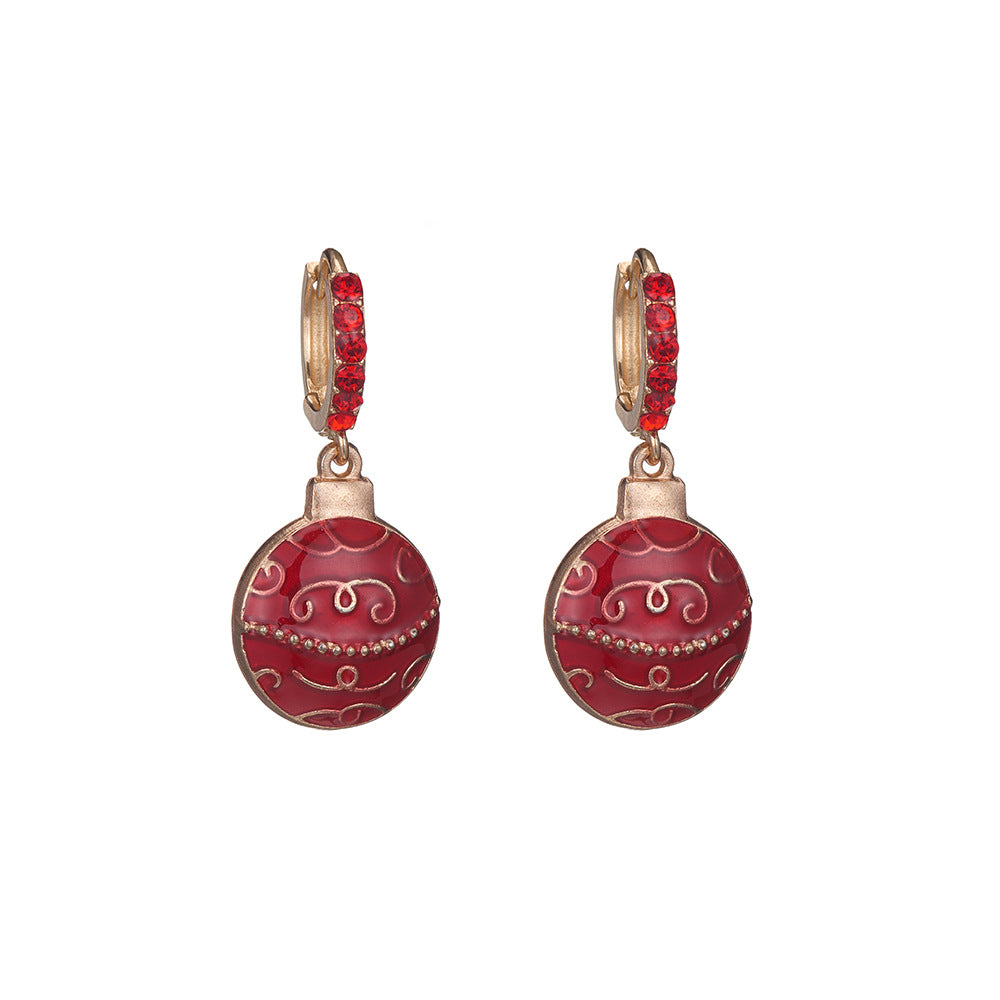 Wholesale Valentine's Day Red Diamond Studded Heart-shaped Alloy Earrings