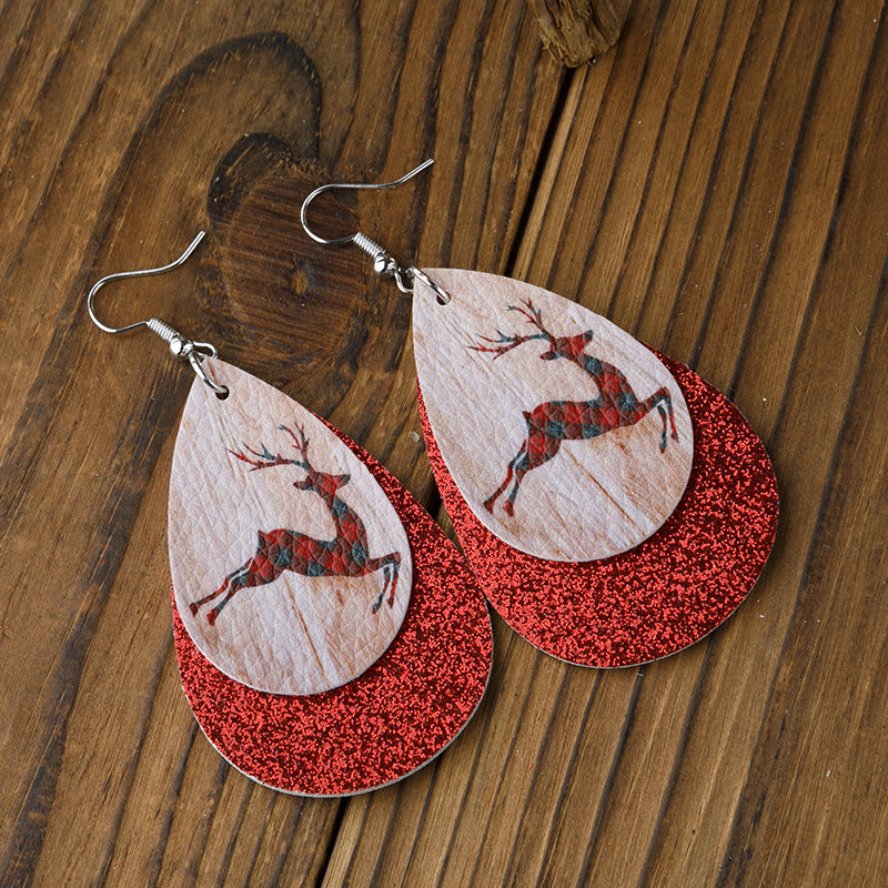 Wholesale Christmas Leather Earrings