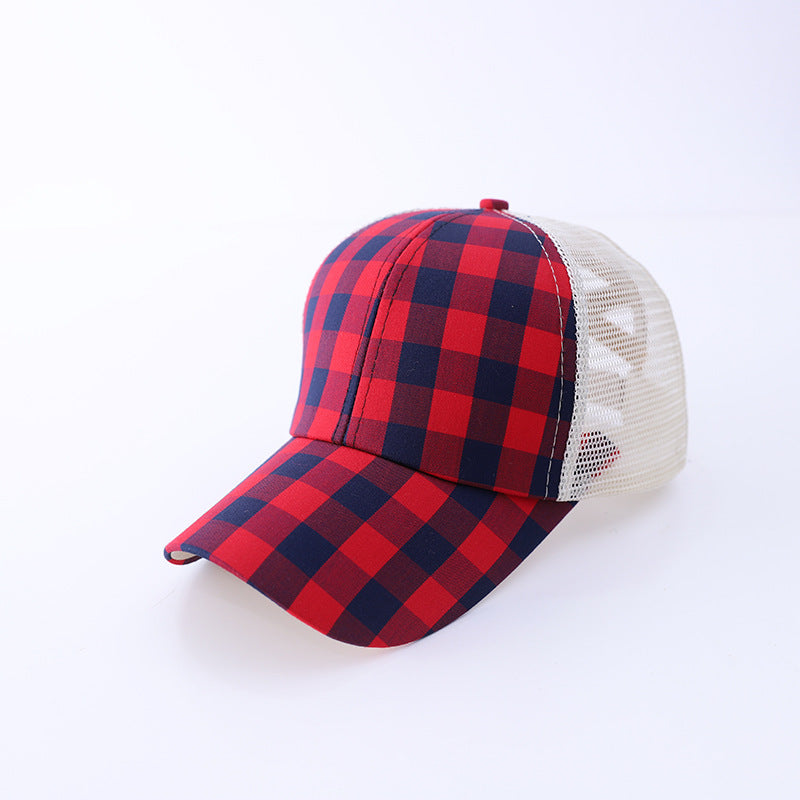 Wholesale Black and Red Checkered Cotton Baseball Caps