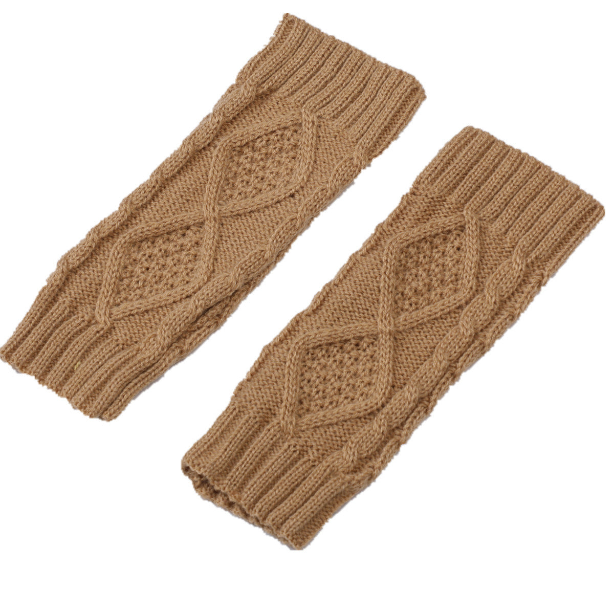 Wholesale Short Rhombus Knitted Wool Warm Half Fingerless Gloves