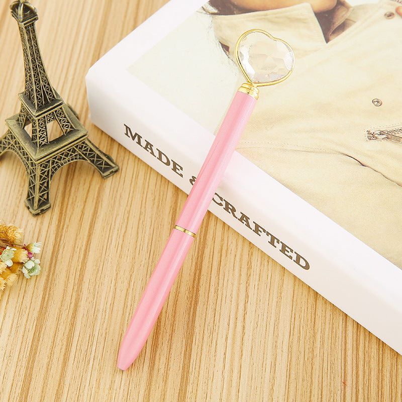 Wholesale New Love Diamond Pen Heart Shaped Large Diamond Pen Large Diamond Pen Metal Ballpoint Pen