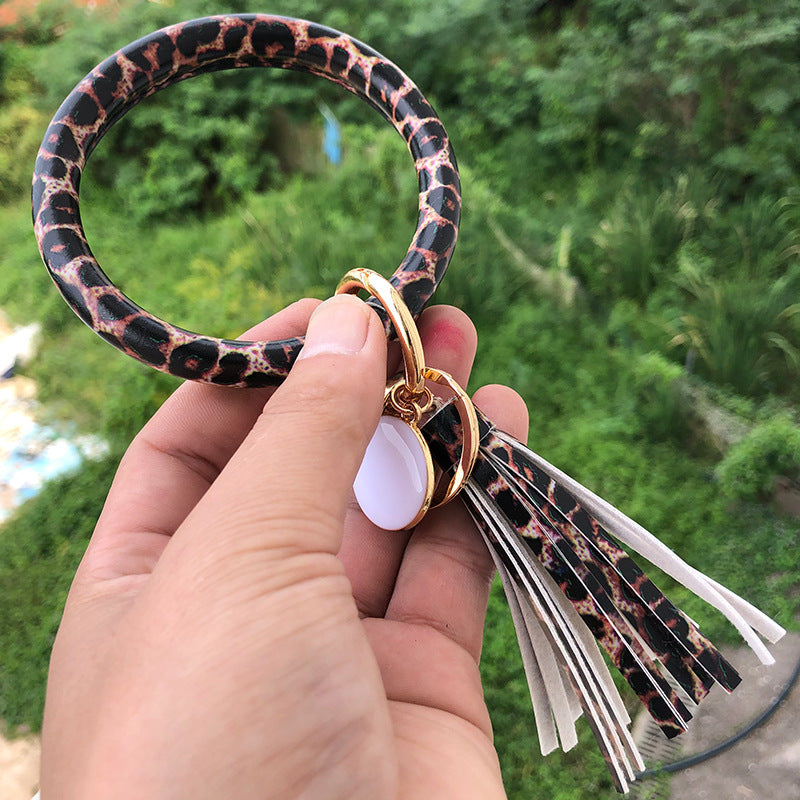 Wholesale Christmas Red Snake Pattern PU Leather Bracelet Keychain