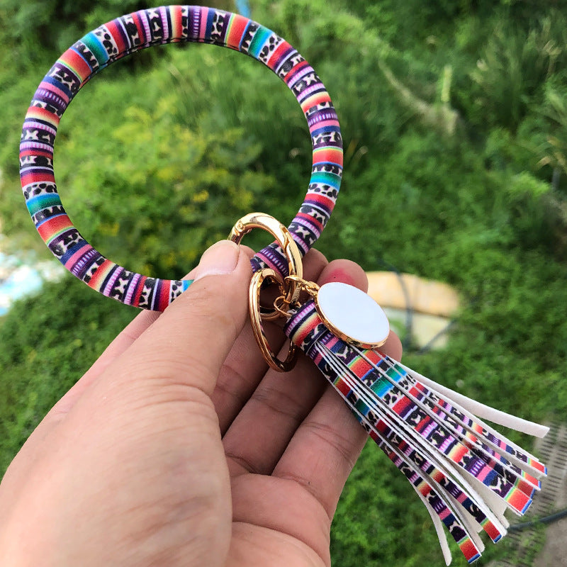 Wholesale Christmas Red Snake Pattern PU Leather Bracelet Keychain