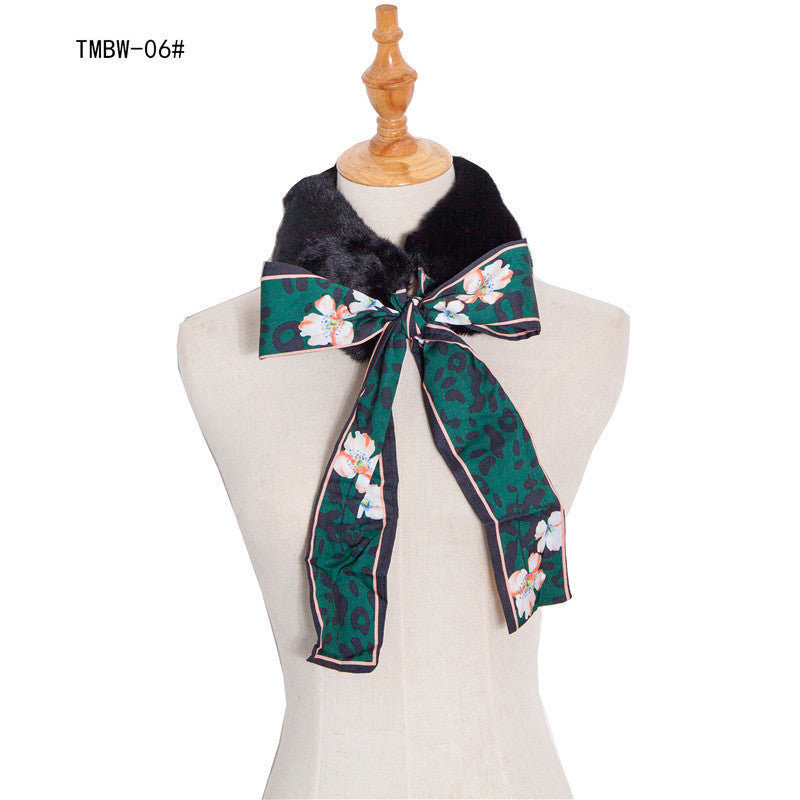 Wholesale Autumn and Winter Scarves for Women with Thickened Imitation Rabbit Hair and Leopard Pattern Polyester Fiber Scarf