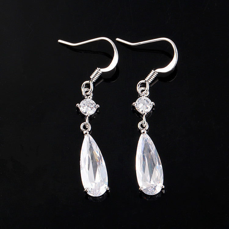 Wholesale Purple crystal teardrop earrings