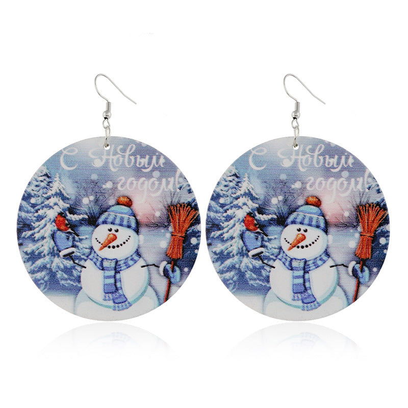 Wholesale Creative Cartoon Snowman Socks Wood Earrings