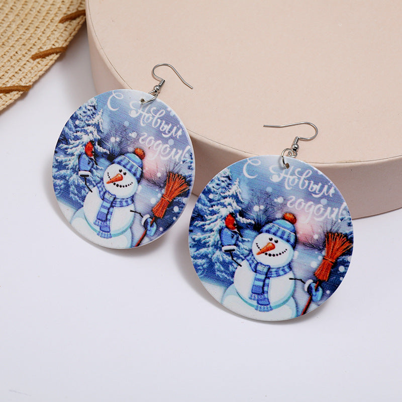 Wholesale Creative Cartoon Snowman Socks Wood Earrings