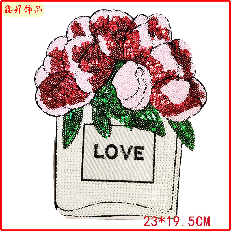 Wholesale  13pcs  Sequin embroidery clothing accessories cactus flower clothing accessories sequin embroidery towel embroidery cloth patch