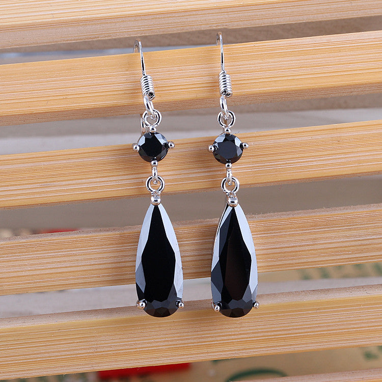 Wholesale Purple crystal teardrop earrings