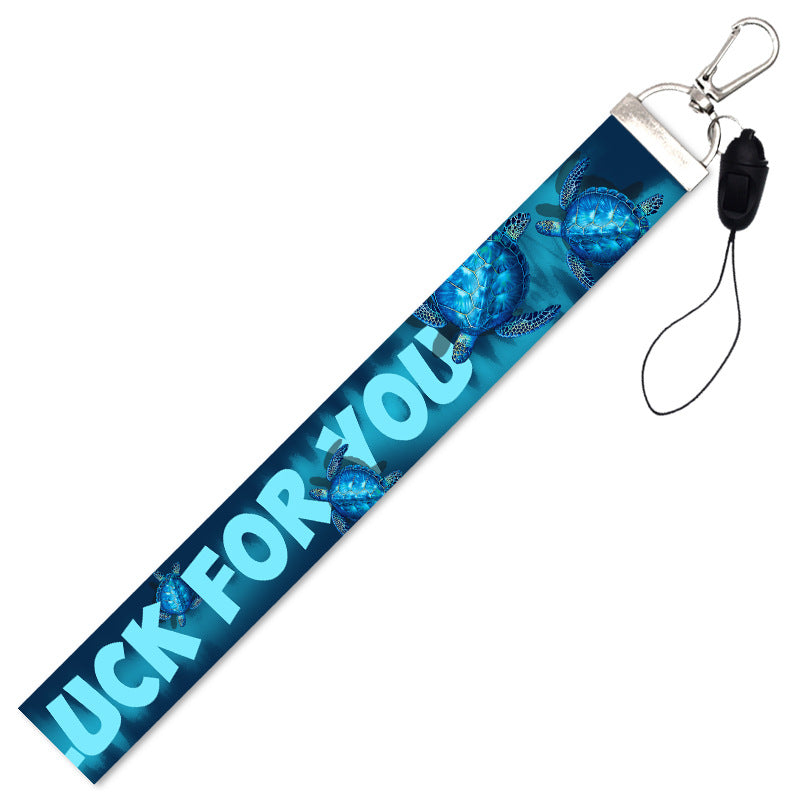 Wholesale Cute Sea Turtle Ocean Printed Lanyard Webbing Keychain