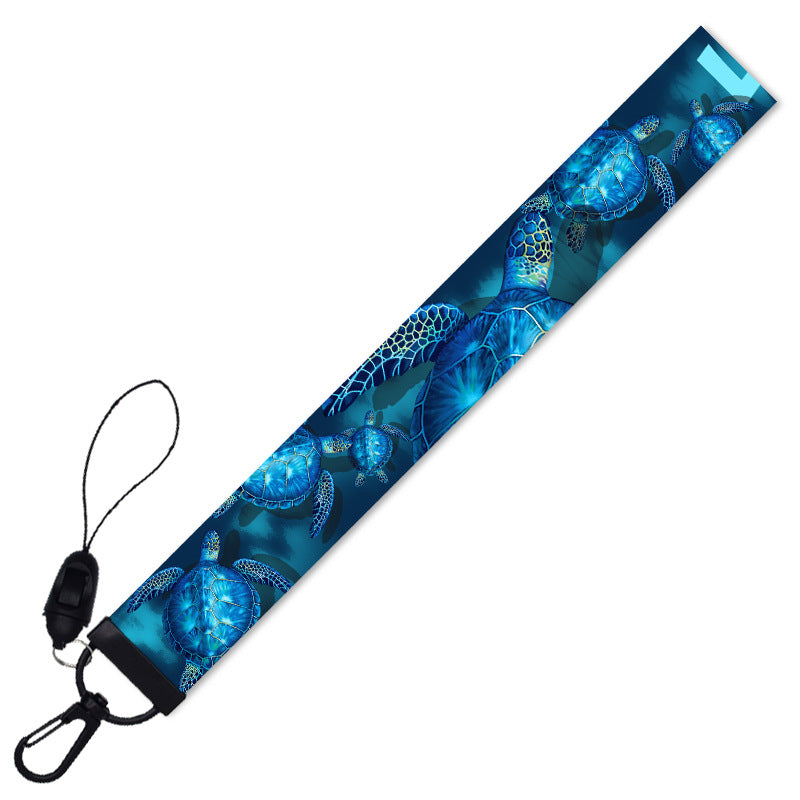 Wholesale Cute Sea Turtle Ocean Printed Lanyard Webbing Keychain