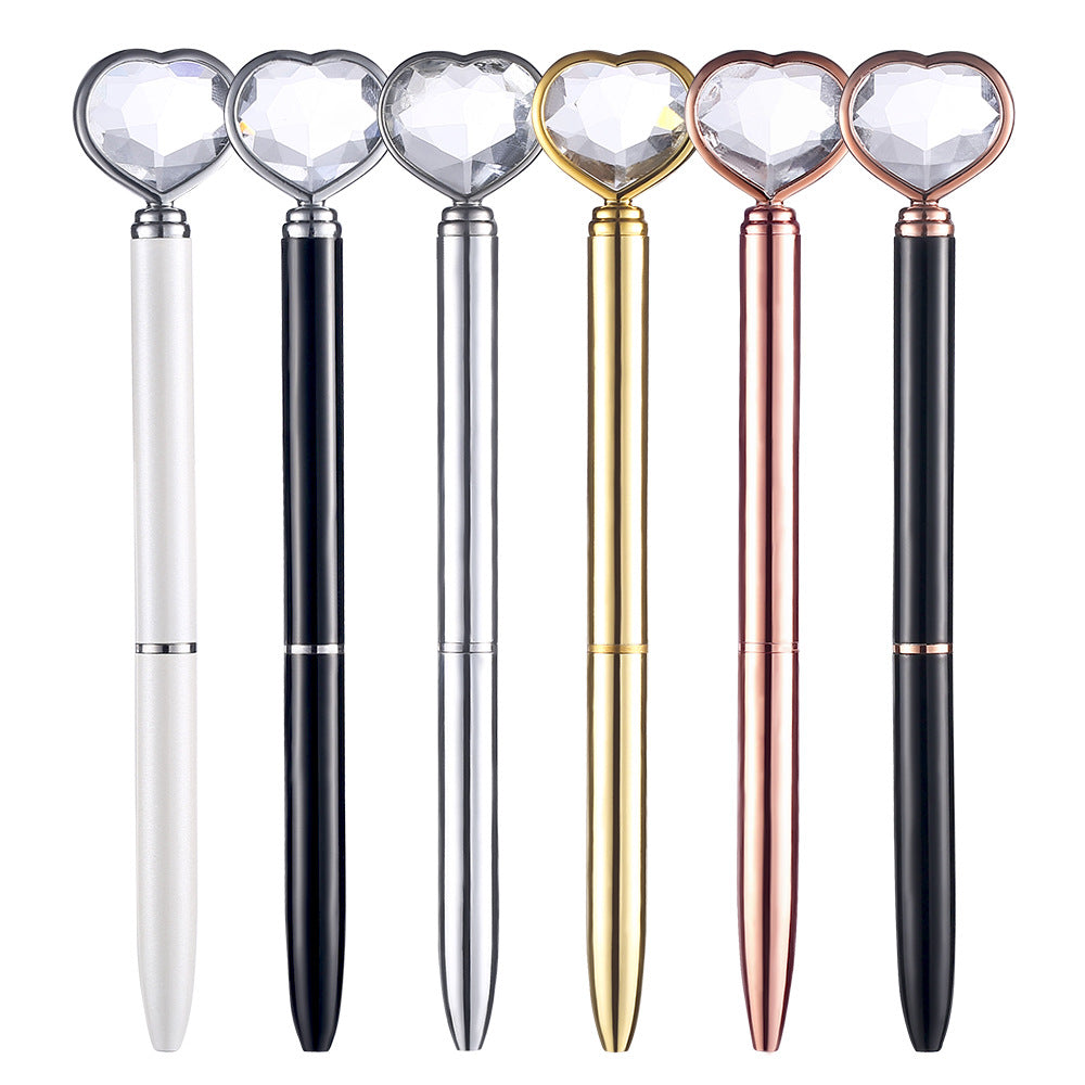 Wholesale New Love Diamond Pen Heart Shaped Large Diamond Pen Large Diamond Pen Metal Ballpoint Pen
