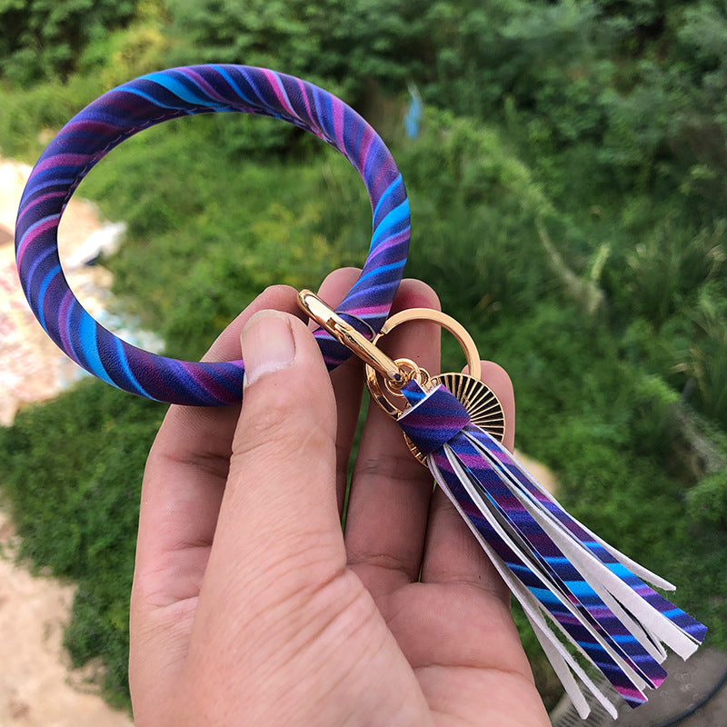 Wholesale Christmas Red Snake Pattern PU Leather Bracelet Keychain