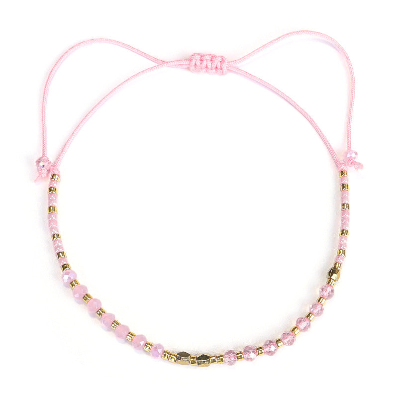 Wholesale Simple Fashion Rice Beads Hand-woven Gold Beads Stone Bracelet