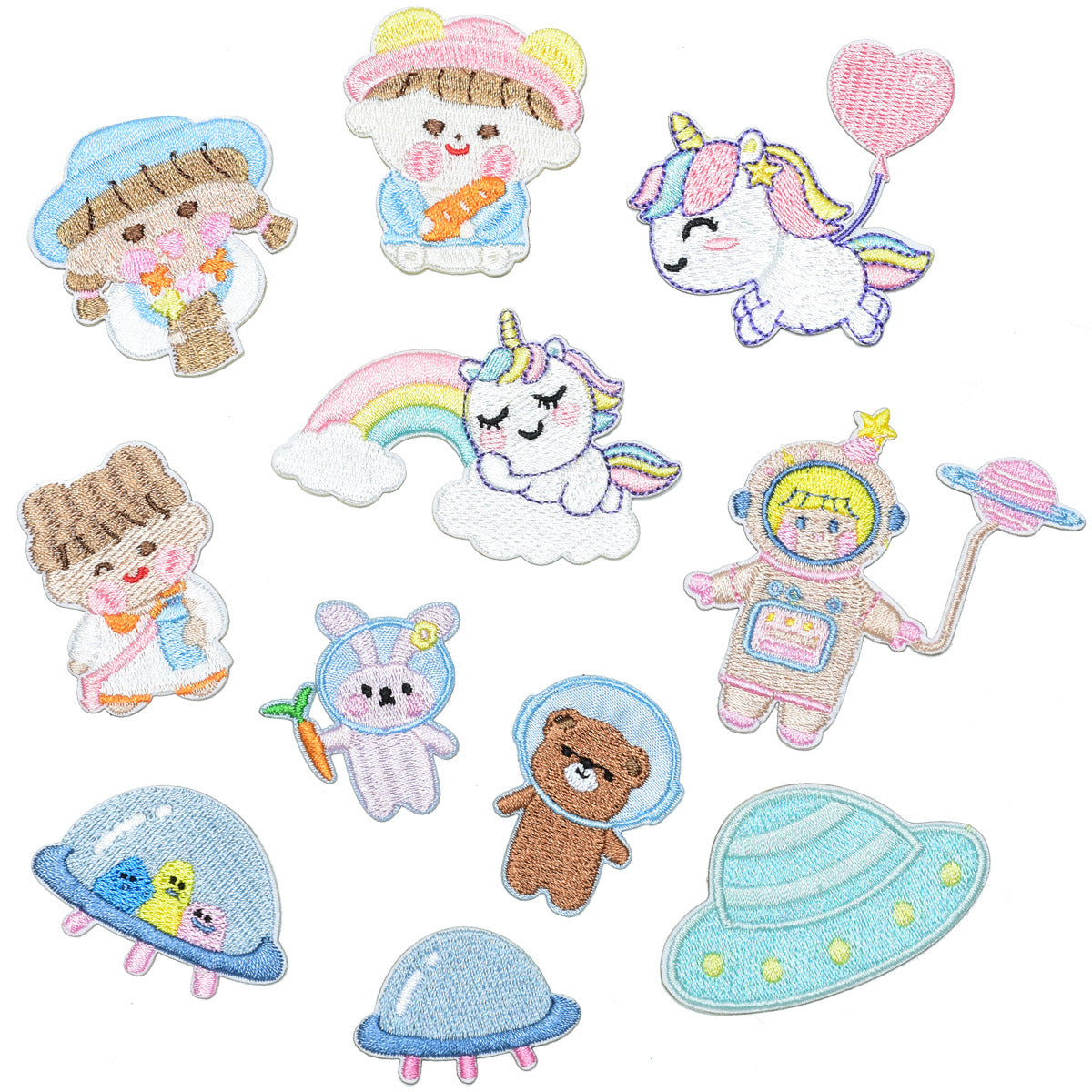 Wholesale Self Adhesive Embroidered Cloth Patches Astronaut Heart Pegasus Design DIY Decor For Clothing Bags Shoes