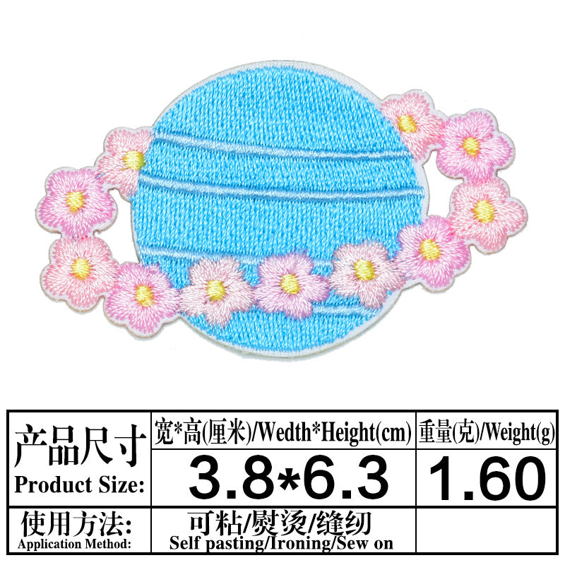 Wholesale Self Adhesive Cloth Embroidered Patches Macaron Cartoon Astronaut Animal Design For Clothing Bags Shoes Decorative Craft Supply
