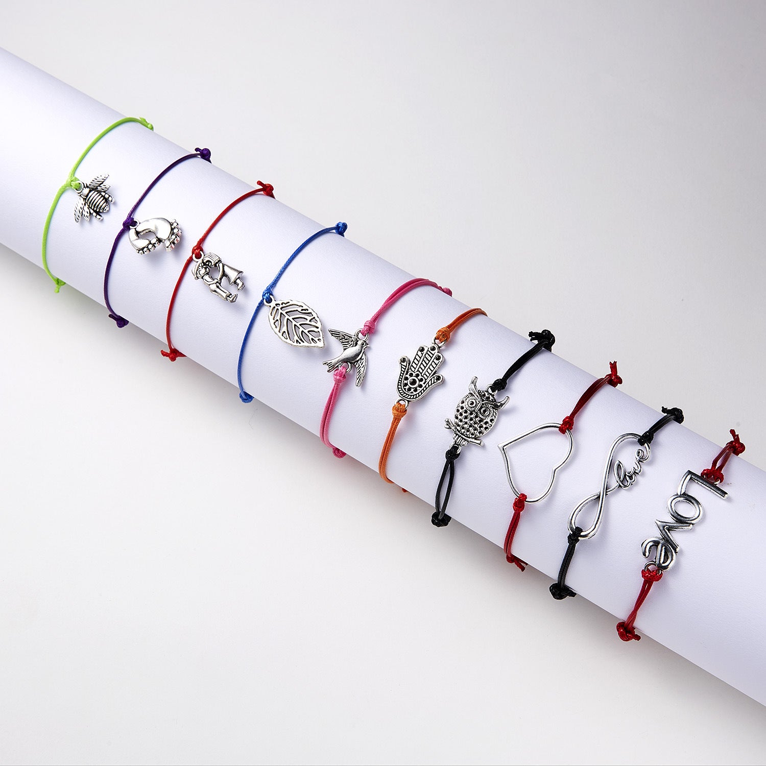 Wholesale Seven-color Heart-shaped Love Creative Cartoon Braided Adjustable Bracelet