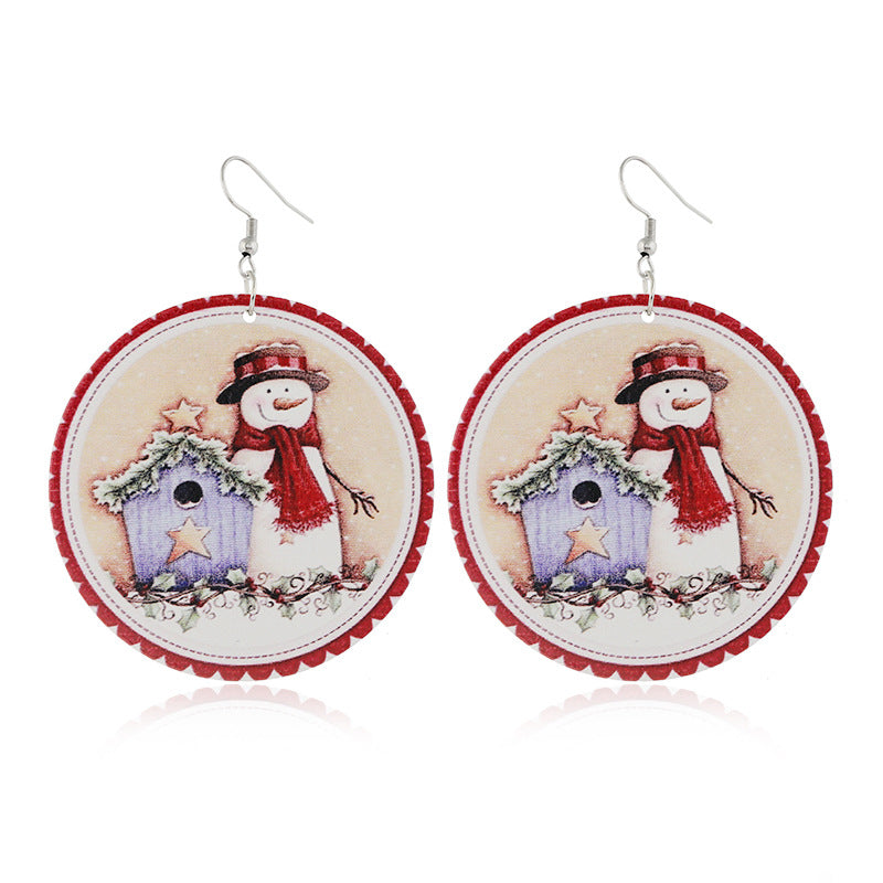 Wholesale Creative Cartoon Snowman Socks Wood Earrings