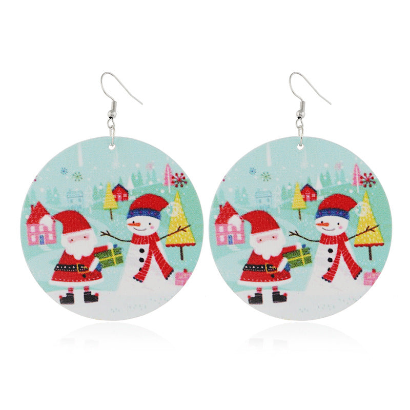 Wholesale Creative Cartoon Snowman Socks Wood Earrings