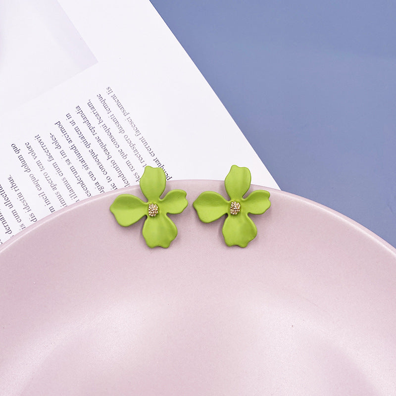Wholesale Avocado Color Flowers Earrings