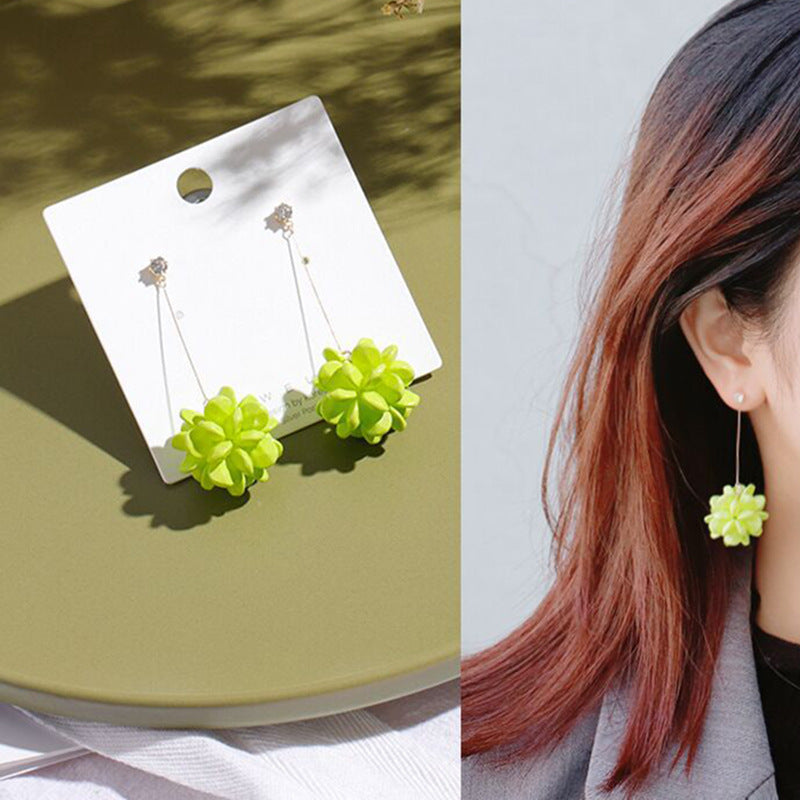 Wholesale Avocado Color Flowers Earrings