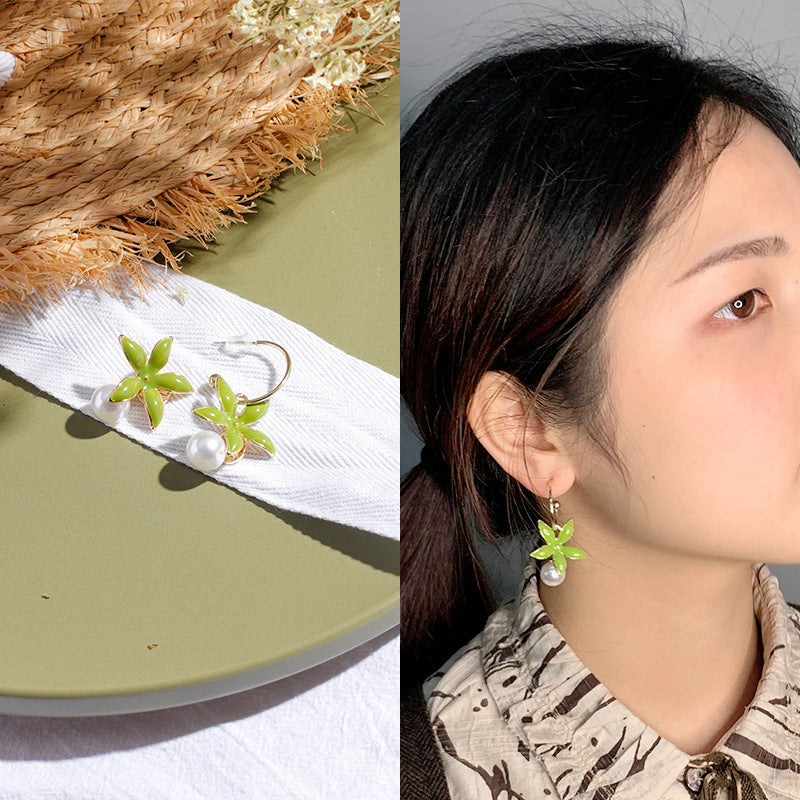 Wholesale Avocado Color Flowers Earrings
