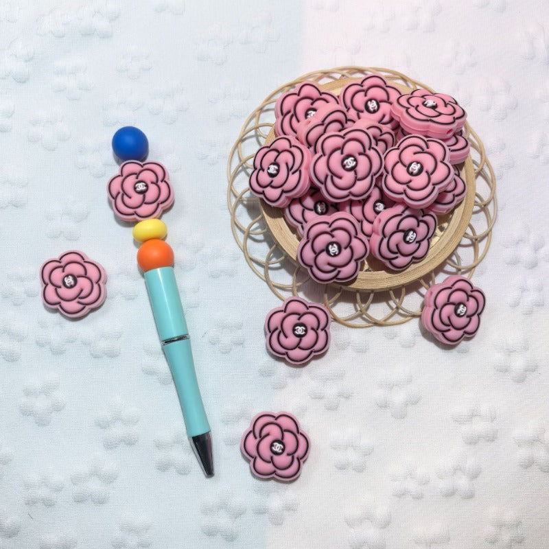 Wholesale 2D Multiple Colors  Creative Flower Cartoon Silicone Beads DIY Beads 10pcs/pack OLY Exclusive