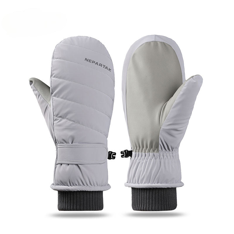 Wholesale Woven Fabric Waterproof Windproof Coldproof Thickened Plush Sports Riding Ski Mittens