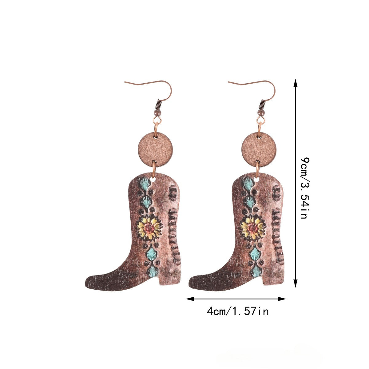 Wholesale of Western Style Plants, Flowers, Retro Ethnic Style Long Boots, Wooden Earrings