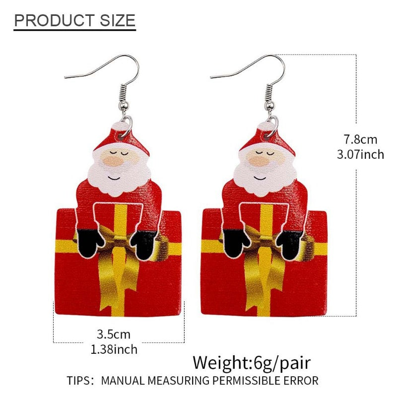 Wholesale Christmas Tree Bell Leather Earrings