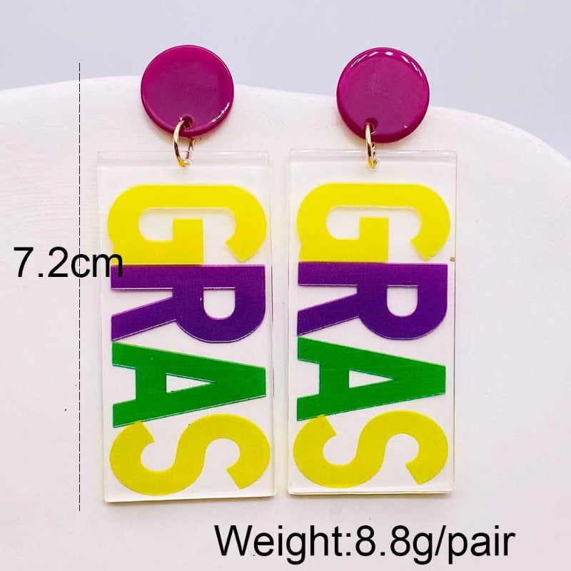Wholesale Acrylic Shiny Exaggerated Mask Letter Avocado Earrings