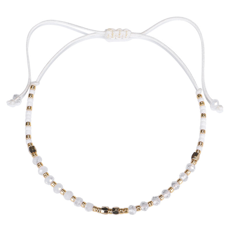 Wholesale Simple Fashion Rice Beads Hand-woven Gold Beads Stone Bracelet