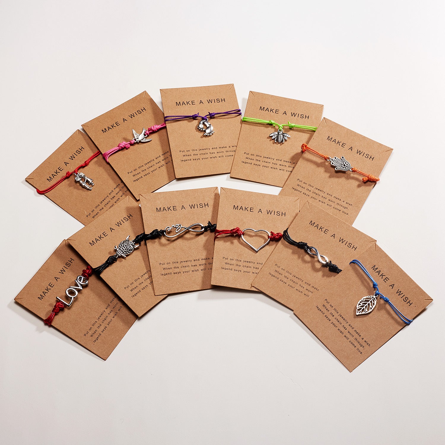 Wholesale Seven-color Heart-shaped Love Creative Cartoon Braided Adjustable Bracelet