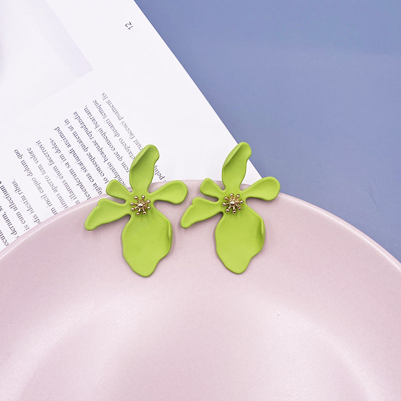 Wholesale Avocado Color Flowers Earrings