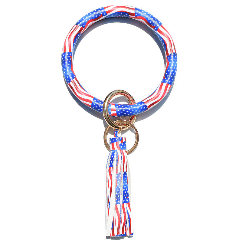 WholesalePU Leather Tassel Bracelet Keychain