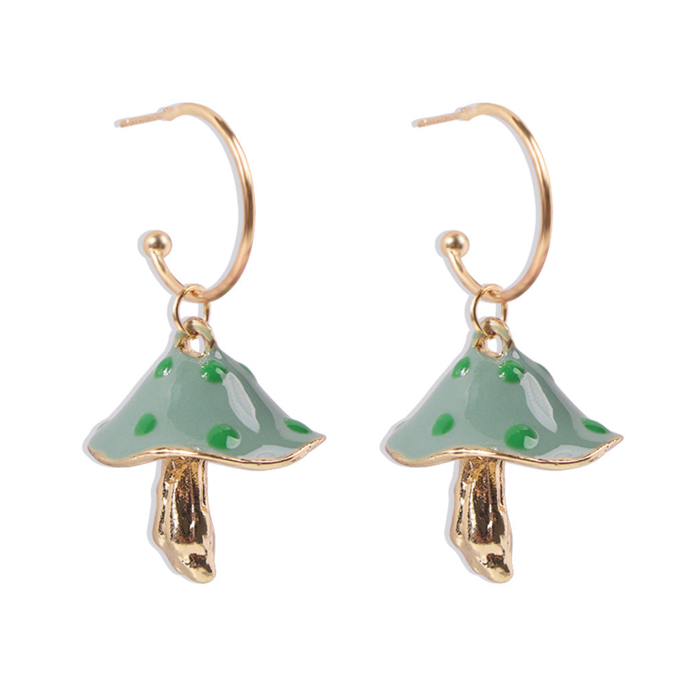 Wholesale Dreamy Cute Little Mushroom Oil Drop Earrings