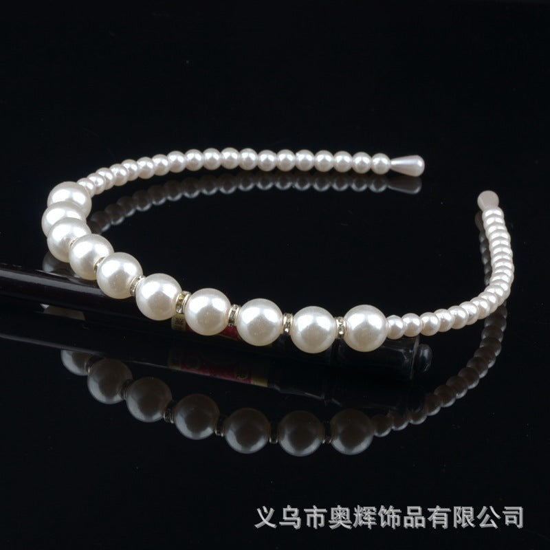 Wholesale Hand-woven imitation pearl headband wrapped headband bridal hair accessories crown bow versatile hairpin female