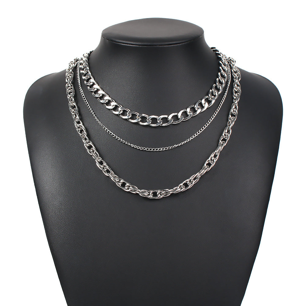 Wholesale Punk Hip-Hop Fashion Exaggerated Multi-layered Chain Necklace