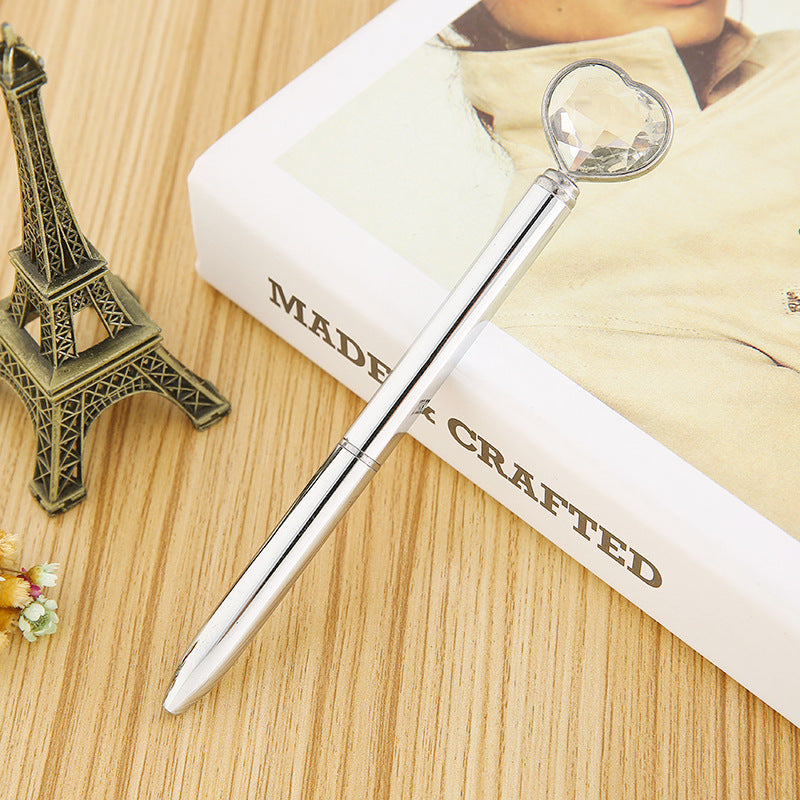 Wholesale New Love Diamond Pen Heart Shaped Large Diamond Pen Large Diamond Pen Metal Ballpoint Pen